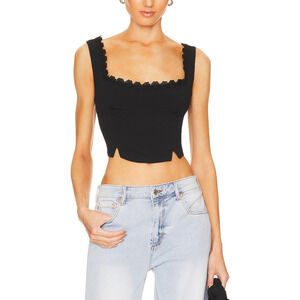Guizio 'Taffeta' Black Polyester Bustier Top Size S